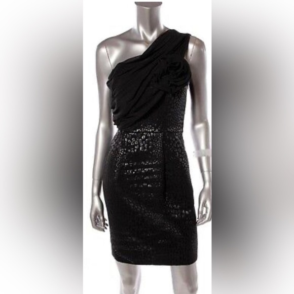 Laundry by Shelli Segal Black One Shoulder Dress Sz.8 - Picture 6 of 6